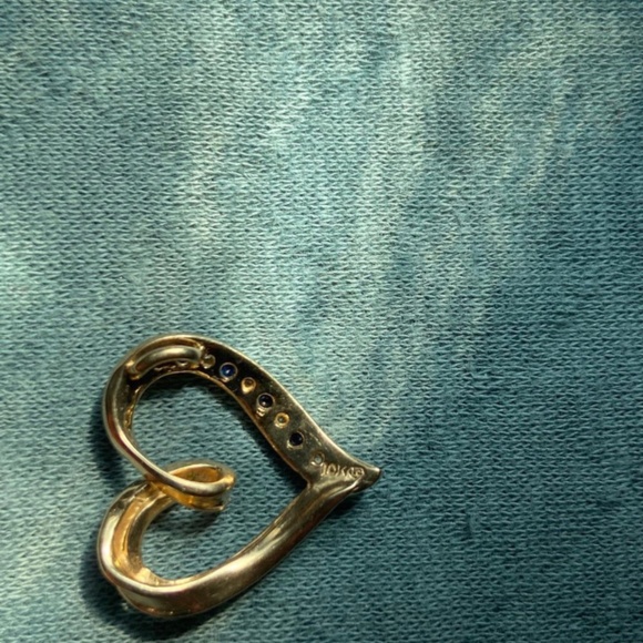 10kt solid gold, diamonds and sapphire pendant - Picture 3 of 3